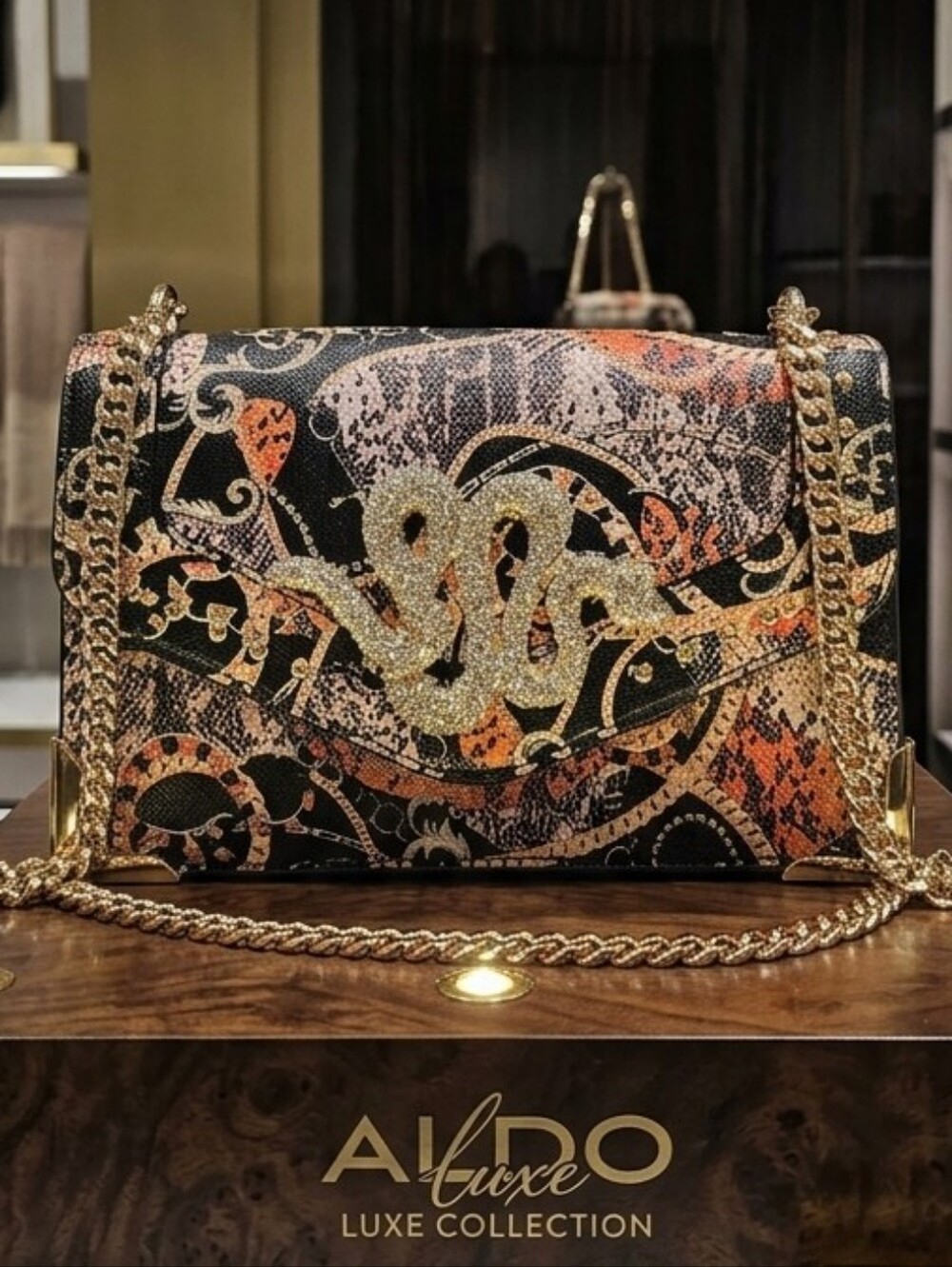 ALDO Chain Shoulder Bag with Gold Snake Accent - NWT